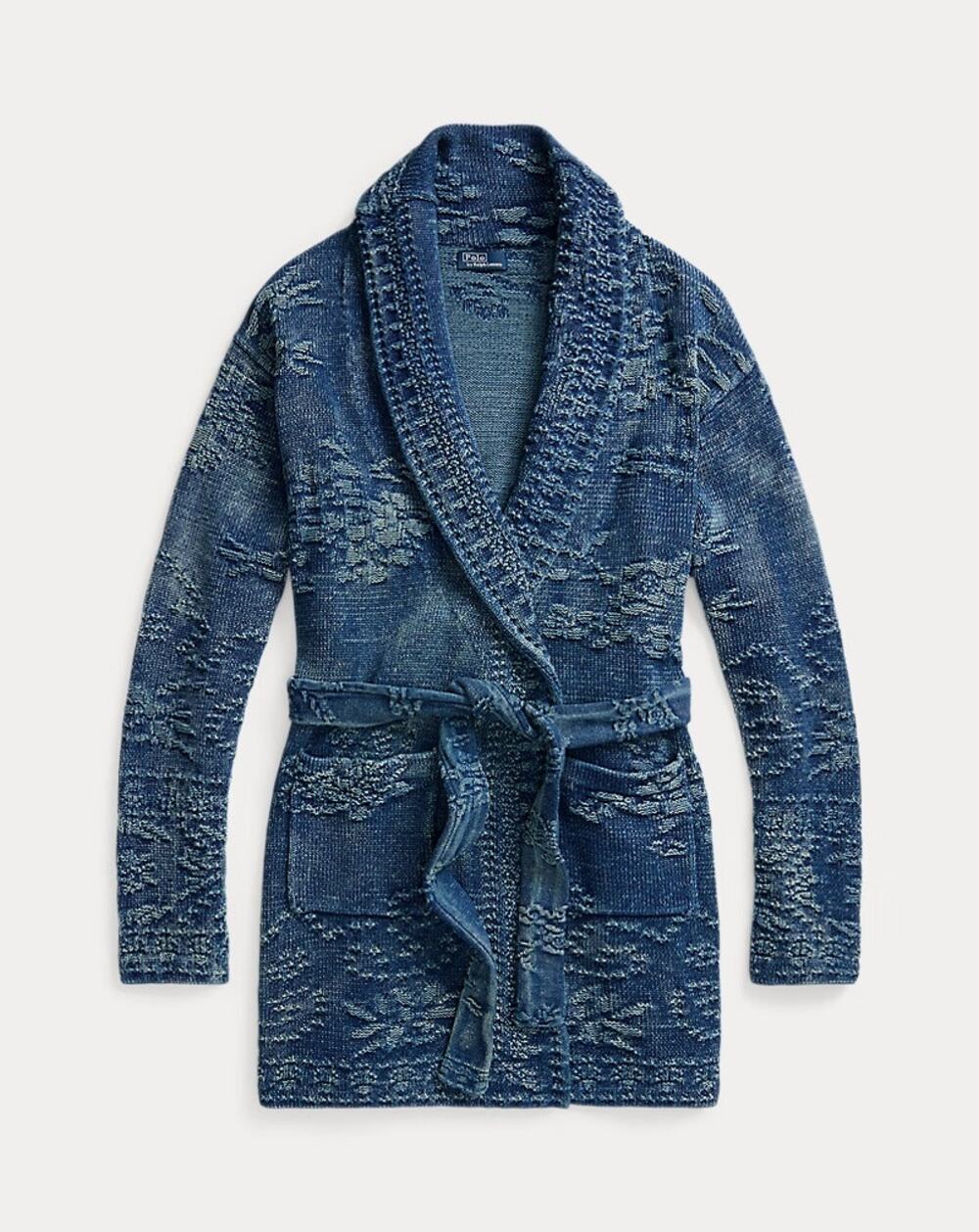 NWOT Polo Ralph Lauren Blue Floral Cotton Shawl-Collar Cardigan Size Large